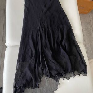 Chiffon 100% Silk Asymmetrical Black Skirt